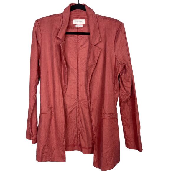 Level 99 S Rose Pink Rachel Stretch Linen Blazer 3/4 Cuffed Sleeves Open Front - Picture 1 of 10